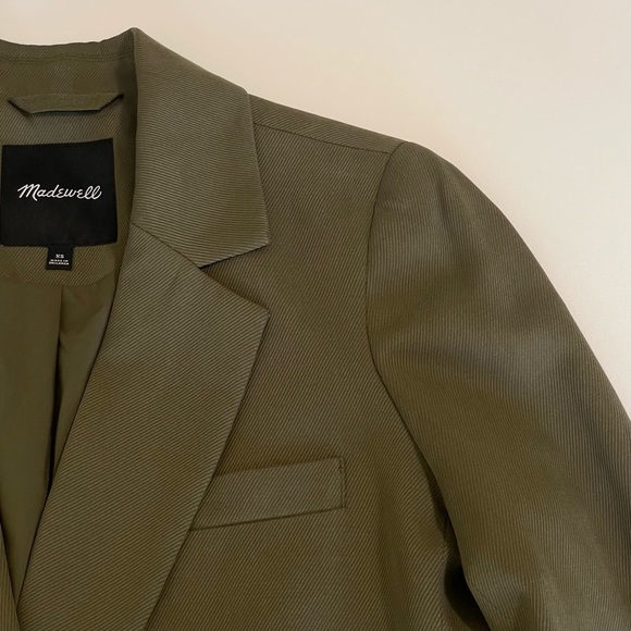 Madewell Drapeweave Caldwell Double Breasted Blazer Jacket Kale Green XS - Picture 12 of 16